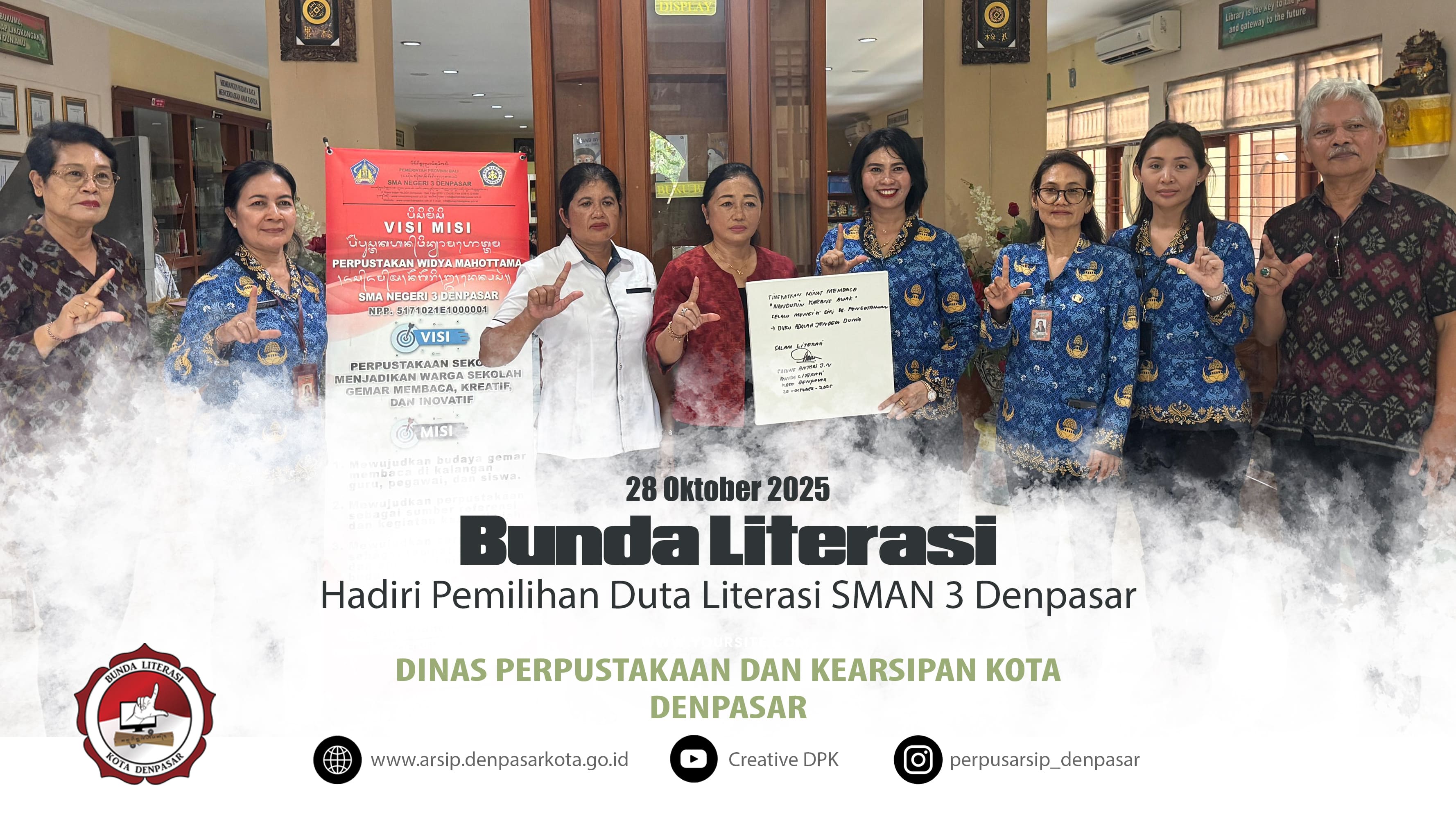 Bunda Literasi Kota Denpasar Hadiri Pemilihan Duta Literasi SMAN 3 Denpasar